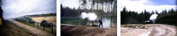 ine Wasserwerfer-Armada sichert den WAA-Bauplatz.