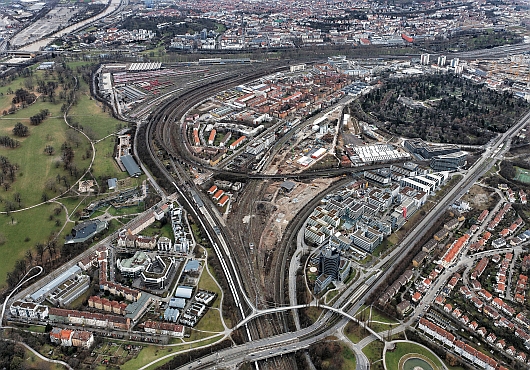 Der jetzige Zustand des Geländes um den Nordbahnhof. Luftbild: Manfred Grohe