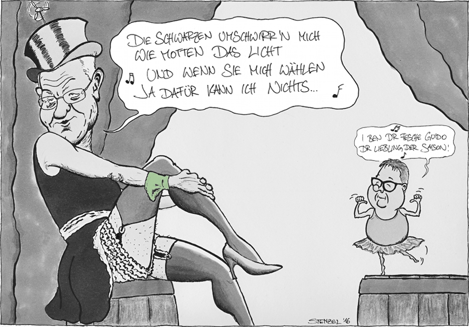 Der schwarzgrüne Engel. Karikatur: Oliver Stenzel