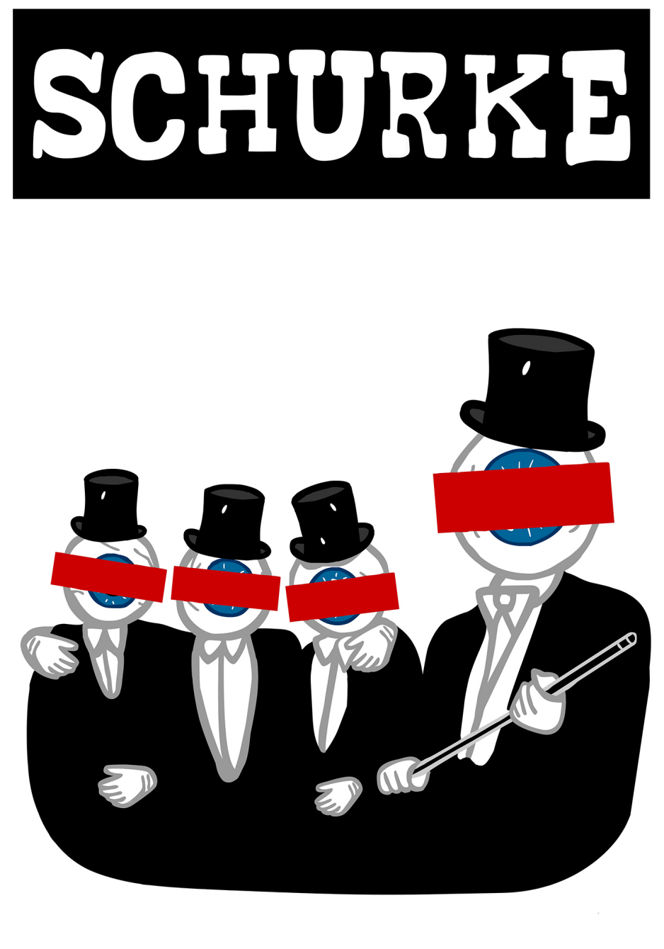 Malender Musiker mit singenden Cartoonfiguren