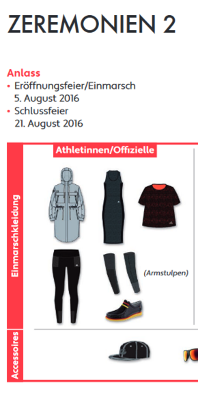 Alles genau geregelt: Ausschnitt aus dem "DOSB Leitfaden zur Kleidung während der Olympischen Spiele Rio 2016". Screenshot