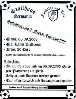 Der Einladungsflyer zu einem Fußballturnier, das die Nazi-Organisation Furchtlos & Treu mitorganisiert hat. Bild: Scan