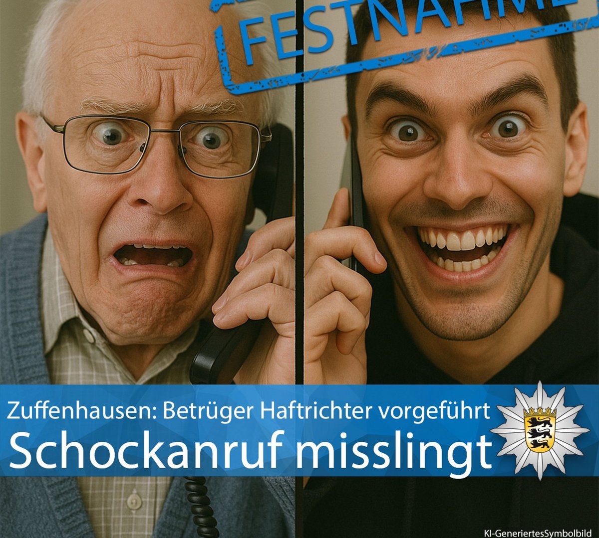 Enkeltrick, bei dem alles stimmt: Anzahl Finger, Augenbrauen, sogar die Nasenflügel. Screenshot: Polizei Stuttgart