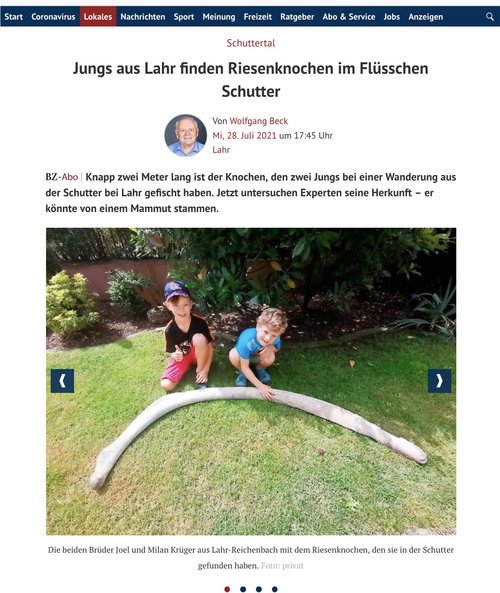 Stolze Finder! Screenshot "Badische Zeitung" Stolze Finder! Screenshot "Badische Zeitung"