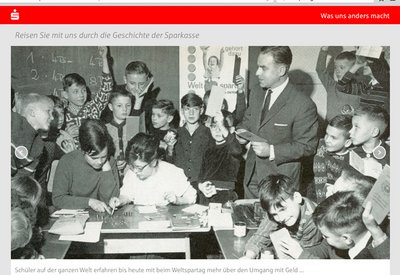 Die Bank in der Schule - das gab es auch schon früher. Screenshot Sparkasse