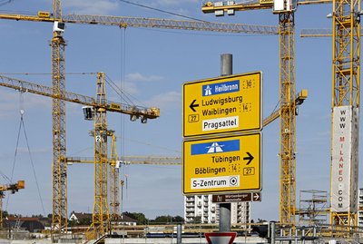 So viele Kräne wie sonst nirgends: Shopping-Center-Baustelle "Milaneo".