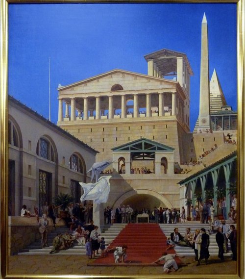 Carl Laubin: Atlantis. Öl auf Leinwand. Visualisierung des Entwurfs von Leon Krier. Foto: Helga Müller