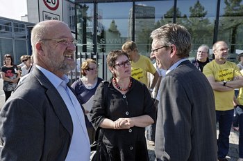 Wolfgang Molitor, Leni Breymaier und Joachim Dorfs (v. l. n. r.).