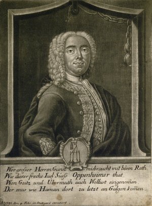Joseph Süß Oppenheimer. Kupferstich, um 1738. Foto: Württembergische Landesbibliothek