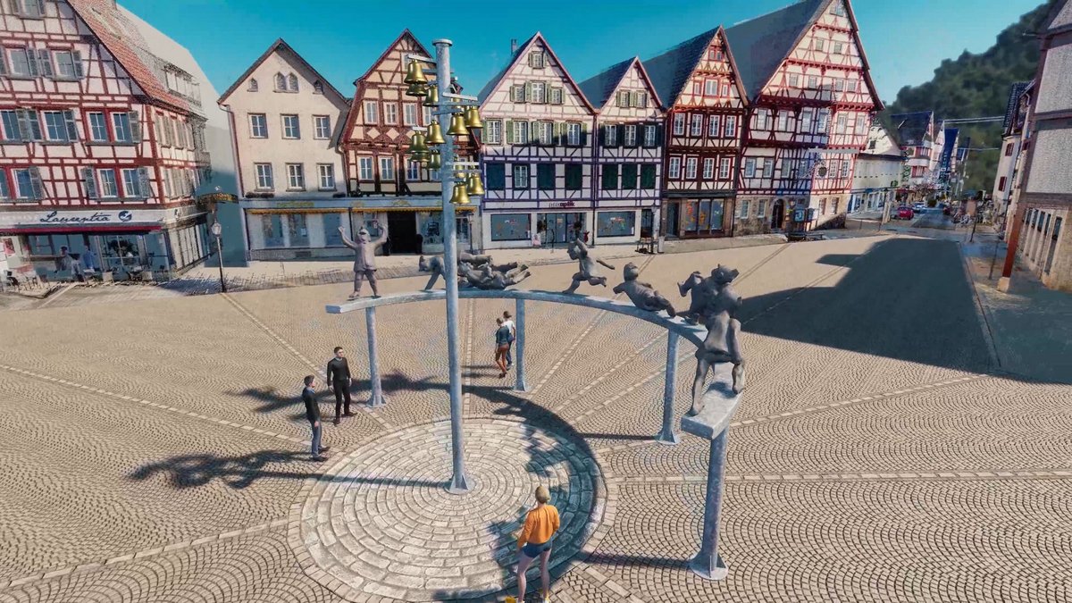 Das Kunstwerk mit den Schäfern ohne Hosen. Zu viel Nacktheit für Bad Urachs Marktplatz? Visualisierung: CMC Engineers Gmbh/Stadt Bad Urach