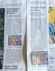 Der entscheidende Unterschied liegt im Detail: In den StN wurde "gegen den Abbau der Gleise" demonstriert, in der StZ "für den Erhalt". Foto: Joachim E. Röttgers 