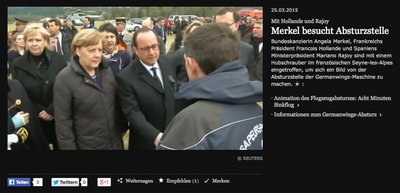 François Hollande und Angela Merkel beim Kondolenzbesuch in den Alpen. Screenshot