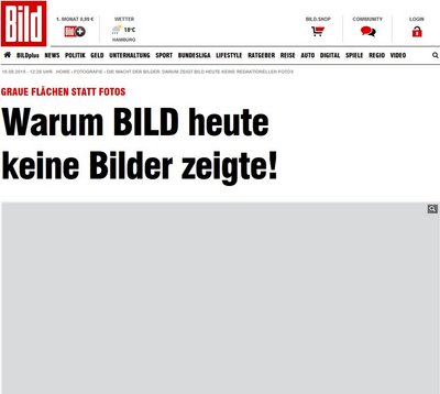 Am 8. September erschien die "Bild" ohne Bilder. Screenshot