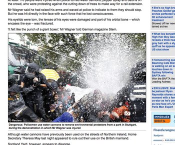 Die Online-Seite der Daily Mail bringt Fotos des Stuttgarter Schlossgartens - zur Abschreckung. Screenshot