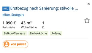 Aber hey, es sind immerhin 43 Quadratmeter. Screenshot: immobilienscout24.de