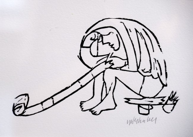 Gefangener, Tagebuch schreibend. HAP Grieshaber, 1980. Foto: Joachim E. Röttgers