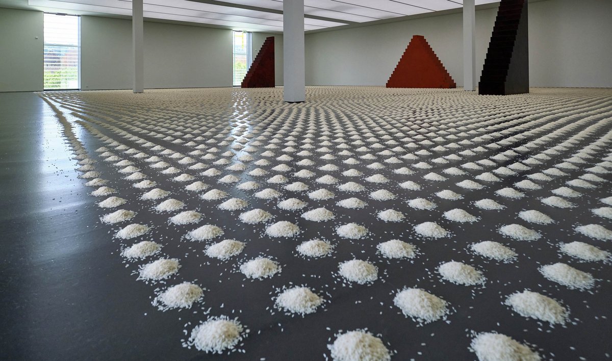 Reisfeld mit Treppen.