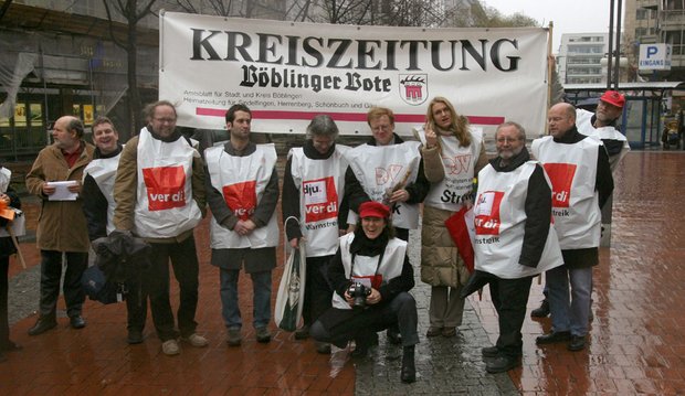 Gut organisiert: Streikende RedakteurInnen 2004.