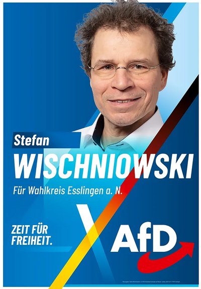 Wahlplakat mit Kandidat Wischniowski in Esslingen. 