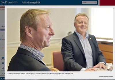 Koalition mit Rechtstrend: Landesparteiobmann Johann Tschürtz (FPÖ) und Landeshauptmann Hans Niessl (SPÖ). Screenshot Die Presse