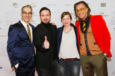 Von links: Festivalleiter Oliver Mahn, Eric Gauthier und seine Frau Laura, Michael Gaedt.
