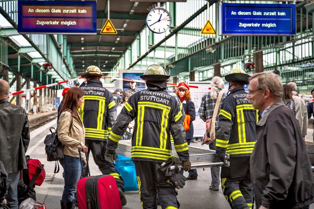 Brandschutzübung im Bahnhof Stuttgart. Foto: Martin Storz