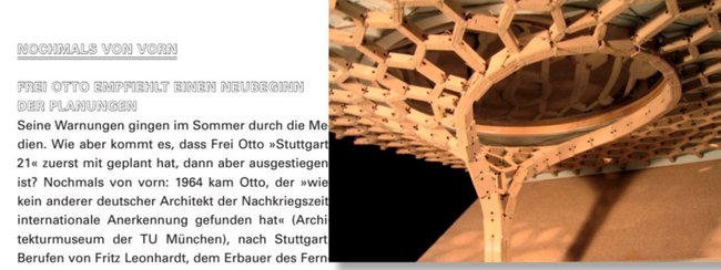 Frei Otto distanziert sich – zu lesen in der Zeitschrift "SuR". Foto: Kontext