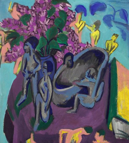 Stillleben mit Plastiken und Blumen. Ernst Ludwig Kirchner, 1912, Öl auf Leinwand. Groninger Museum. Foto: Marten de Leeuw Stillleben mit Plastiken und Blumen. Ernst Ludwig Kirchner, 1912, Öl auf Leinwand. Groninger Museum. Foto: Marten de Leeuw