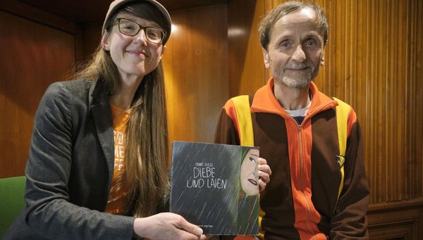 Im Interim Studio Amore: Comic-Autor Franz Suess mit Barbara M. Eggert.