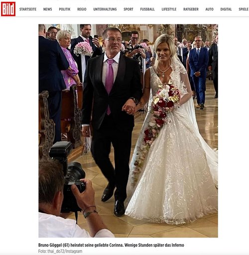 Besonders aufmerksam verfolgt "Bild" die "Protz-Hochzeit" von Bruno und Corinna Göggel im Münster von Zwiefalten. Screenshot: www.bild.de