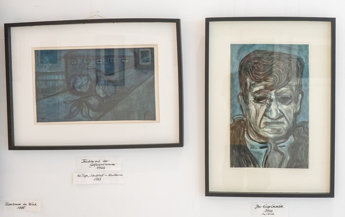 Triste Werke aus dem Jahr 1933: "Früchte auf der Gefängnismauer" und "der Ergrämte".