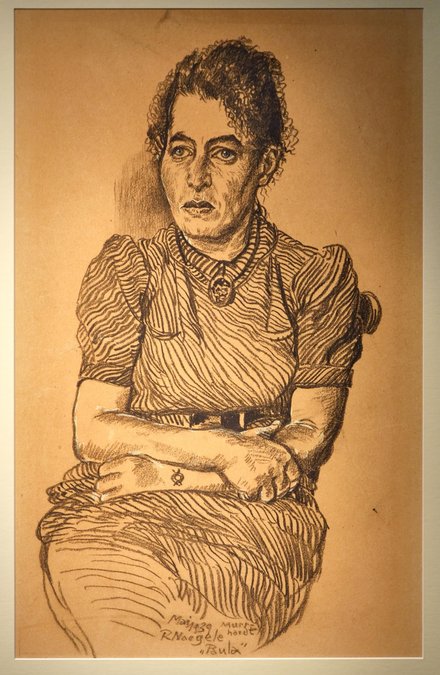 Paula Straus – Kohlezeichnung von Reinhold Nägele, 1939.