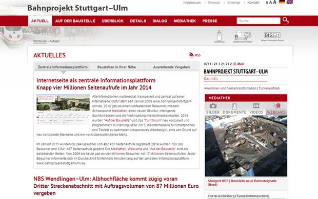 Bahninterne Übertreibung: Internetseite des Kommunikationsbüros. Screenshot
