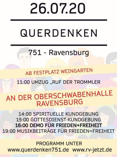 Friedvoll, frei und spirituell in Pastell? Querdenker auf dem Weg nach Ravensburg. Screenshot: rv-jetzt.de Friedvoll, frei und spirituell in Pastell? Querdenker auf dem Weg nach Ravensburg. Screenshot: rv-jetzt.de