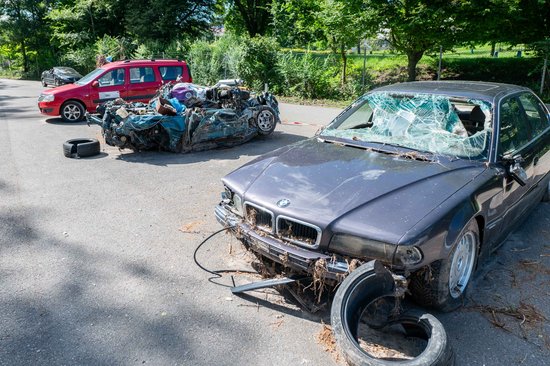Vielleicht rüttelt das die Deutschen auf: Die Klimawandelfolgen schaden auch Autos, hier nach einer Flut Rudersberg, Juli 2024. Foto: Jens Volle