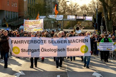 Demo gegen Feinstaub am 1.1. in Stuttgart.
