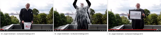 Wirtschaftsboss als Wohltäter: Jürgen Großmann bei der Ice Bucket Challenge. Quelle: Youtube