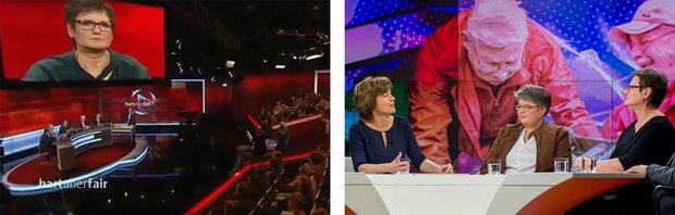 Talkshowgast Breymaier bei "Hart aber fair" und "Maybrit Illner". Screenshots