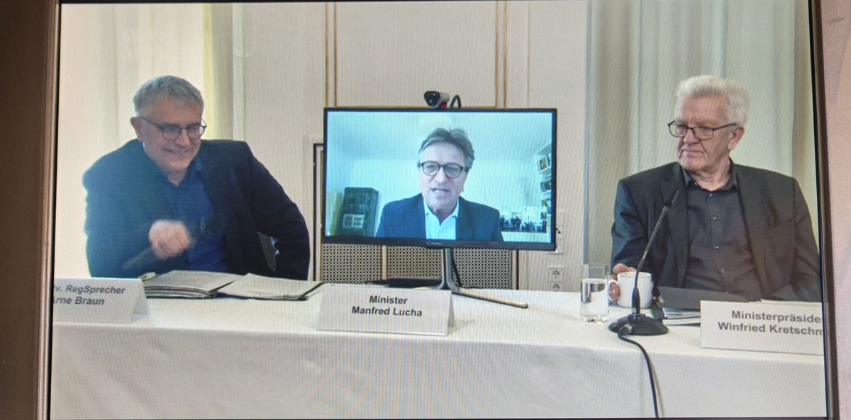 Bildschirm statt Gesundheitsminister: Manfred Lucha ist in Quarantäne. 