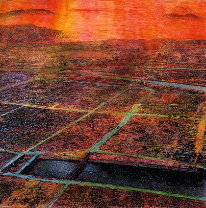 Rote Erde, 6. August 1945. 2005, Buntstift, 178 x 176 cm.