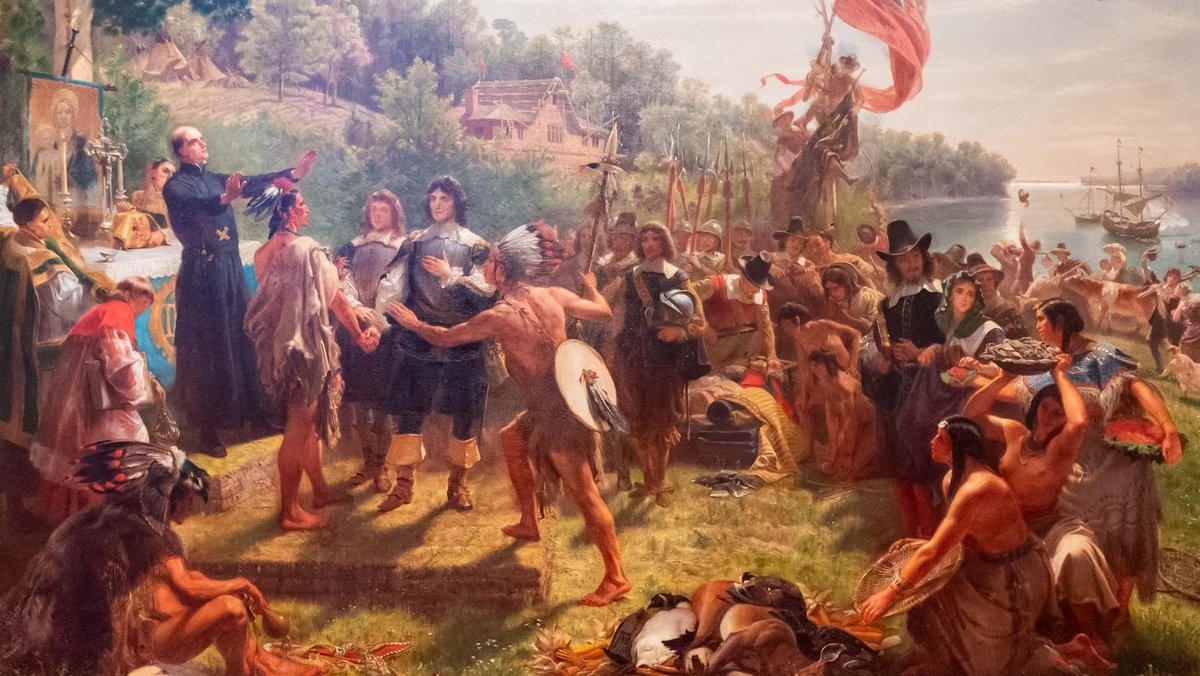 Emanuel G. Leutzes Gemälde "The Settlement of Maryland by Lord Baltimore".