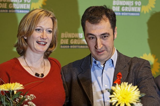 Kerstin Andreae, Finanzexpertin der Bundestagsfraktion, und der Parteivorsitzende Cem Özdemir. Foto: Joachm E. Röttgers