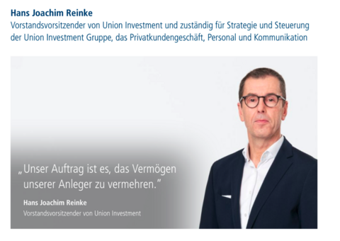 Hat immer das höchste Ziel vor Augen: Hans Joachim Reinke. Screenshot: union-investment.de