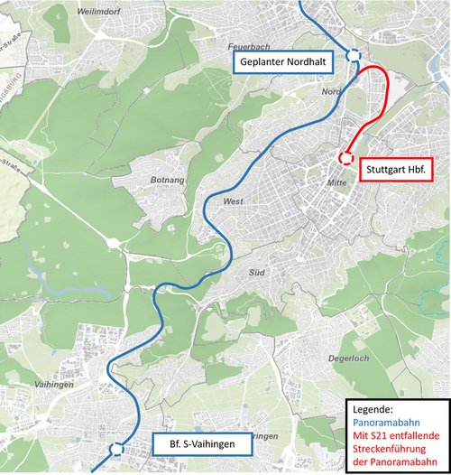 Ungefähre Planung für die Gäubahn: Entweder endet sie in Vaihingen oder an einem noch nicht näher definierten Nordhalt. Grafik: Verkehrsministerium Baden-Württemberg Ungefähre Planung für die Gäubahn: Entweder endet sie in Vaihingen oder an einem noch nicht näher definierten Nordhalt. Grafik: Verkehrsministerium Baden-Württemberg