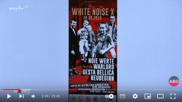 "Noie Werte" in der MDR-Reportage "Gegen den Staat – Das Netzwerk der Neonazi-Anwälte", 2021. Screenshot: Youtube "Noie Werte" in der MDR-Reportage "Gegen den Staat – Das Netzwerk der Neonazi-Anwälte", 2021. Screenshot: Youtube