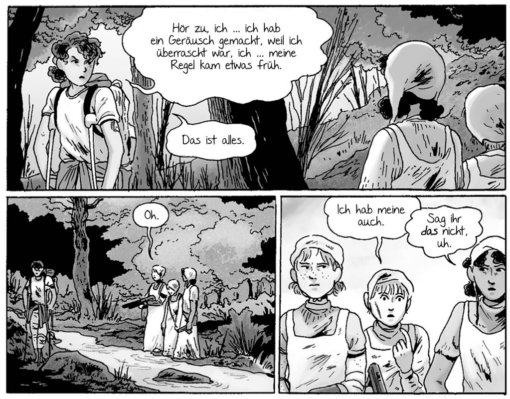 Anderes Comic-Genre, aber mit weiblichem Blick: In "Clementine" beschreibt die US-Zeichnerin Tillie Walden das Überleben nach einer Zombie-Apokalypse – mit vor allem heranwachsenden Mädchen als handelnden Figuren. Teenie-Probleme spielen eine größere Rolle ...