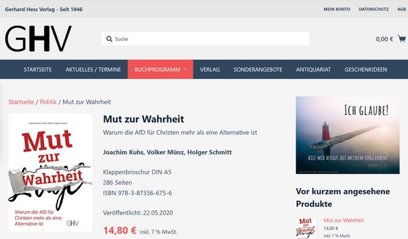 Im eigenen Verlag kann man auch eigene Bücher rausbringen. Screenshot: gerhard-hess-verlag.de