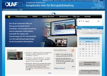 Netzauftritt des EU-Amts für Betrugsbekämpfung. Foto: Screenshot