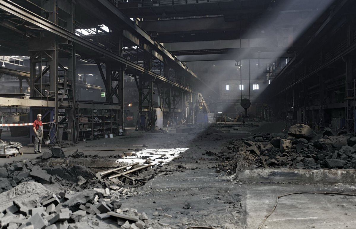 Die Heidenheimer Hallen sind leergeräumt, die Gießerei wird demontiert (2014).