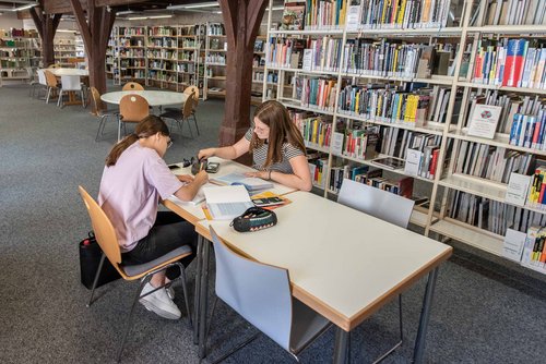Schüler:innen nutzen die Bücherei sogar in den Ferien zum Lernen. Schüler:innen nutzen die Bücherei sogar in den Ferien zum Lernen.